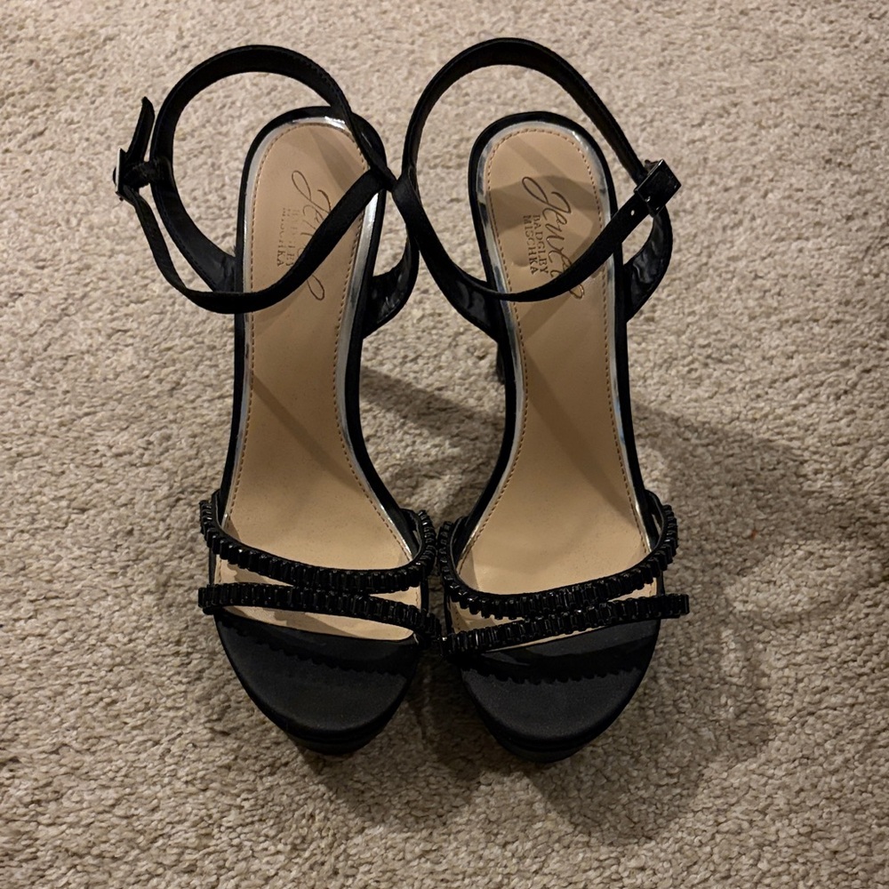 Badgley Mischka Black Strappy Heels